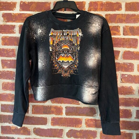 Affliction sacred heart black‎ cropped sweatshirt XL - Picture 1 of 8